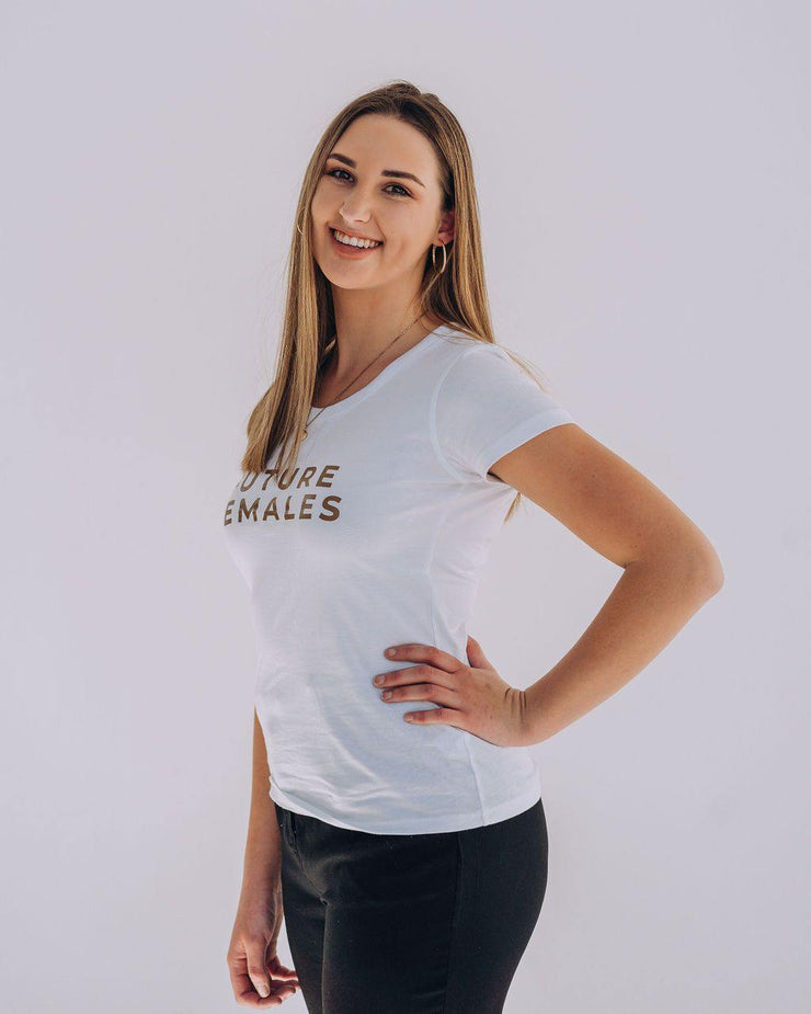 Future Females T-shirt (gold on white) - Future Females